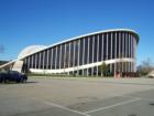 The Dorton Arena at the NC State Fairgrounds in Raleigh is a landmark and a National Historic Monument.  Built in 1952, it was innovative in design and construction.  http://www.ncstatefair.org/dorton.htm