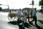 "Pioneers" marching in the Los Lunas 4th of July Parade