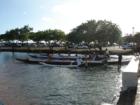 Canoe paddlers launch their canoes at Ala Moana Park for their afternoon practice session.