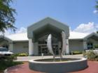 Tarpon Springs Library with fountain showing off their namesake fish - Tarpon 