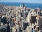 Looking down on Chicago and Lake Michigan
