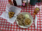 Fine Small Pig Plate, with Hush Puppies, Slaw and Spiced Apples.  Wash it down with a couple of glasses of Sweet Tea!
      Stephenson's Barbecue, Benson Road near McGee's Crossroads.  Two Thumbs Up!  I was hungry today!