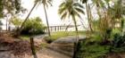 The wood boardwalk towards the pier where Thomas Edison used to fish, Fort Myers, Lee County, FL