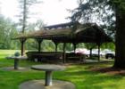 Picnic area and field, hospital campus Sunset Drive area