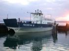 The Madeline Island Ferry Line's "Nichevo II" at the LaPointe ferry docks. Built in 1962, the Nichevo II can accomodate up to ten vehicles. 