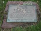 Treaty Hall monument on Nebraska Row. The plaque reads "In front of this building was signed the Treaty of 1854 whereby the Chippewa ceded to the United States all their lands in Wisconsin, excepting their present reservations".