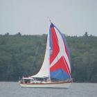 Sailboat just off the Bayfield coastline, Lake Superior