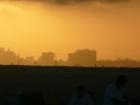 Long Beach at sunset from Seal Beach
