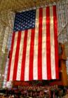 Huge American Flag 9 stories high inside the Crystal Cathedral. Photo by Lynda Eisenmann 