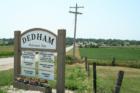 Sign at the entrance to Dedham Iowa