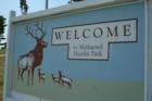 Sign at the entrance to Nathaniel Hamlin park of the Audubon County Historical Society.