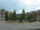 Rows of townhouses surround small green spaces  in the planned community of Cameron Station, a premier community in Alexandria