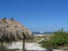 Tiki hut adds to the beach resort anbiance.