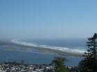 View of the mouth of the Smith River joining the Pacific Ocean from the Ocean Heights subdivision, Smith River, Del Norte County, CA