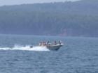 Power boating off the Bayfield shoreline