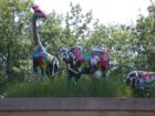 Close-up of the menagerie at the entrance to "Wild Rice", Bayfield, Wisconsin
