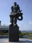 This monument in Barker's Island park is dedicated "To the Seamen of the Great Lakes".