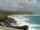 This is a view of "Sandys Beach" as seen from the world famous "blow-hole."  The waves break right at the shore and is commonly called "neck break beach" by the local boogie boarders.
