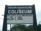 Sign in front of the Seguin Coliseum