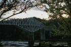 The "Bridge of the Gods" at Cascade Locks caught as dusk.