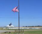 The flag is at half mast and all the ceremony flags are out at the Sacramento Valley VA National Cemetery for the burial of an Iraq veteran from Dixon that died a week ago by an IED.
