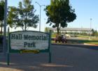 Hall Memorial Park is right behind the Dixon May Fair. This is a nice park. There's several baseball diamonds, an arena, the public pool, a skate park and more.