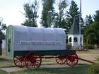 Replica of Wisconsin's first "school bus" in Port Wing, Bayfield County, Wisconsin