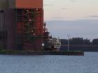 Closeup of freighter loading at the Superior docks