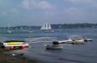 Portsmouth Harbor from the shore of New Castle - Tall Ship in the background.