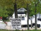 Fishing Contest Sign heading into Laconia from Gilford