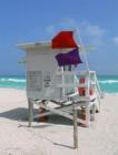 Lifeguard Hut with Flags at 53rd Street, Miami Beach