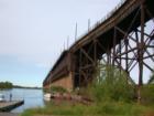 Retired shiploading rail trestle at Loon's Foot Landing in Superior, Wisconsin