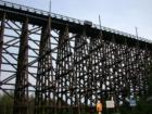 Timberframe rail trestle near Wisconsin Point in Superior, Wisconsin