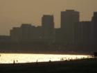 Sunset View of Downtown Long Beach from the beach at Bluff Park