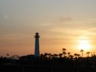 Sunset over the Lighthouse in Rainbow Harbor, Downtown Long Beach, California