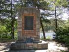 Stillwater Boom Site monument on the banks of the Saint Croix River