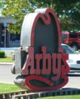 Here's the front sign of the Arby's on Pitt School RD from the Vallero parking lot.