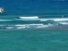 July can sometimes have great waves for surfing.  This is the water just off the beach of Waikiki.