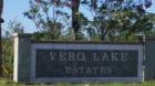 This is one of a few entrance signs for Vero Lake Estates in Vero Beach, Florida.