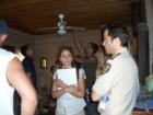 Filming inside the Valley of Enchantment cabin, I think the sheriff on the right is from the Deadwood series...