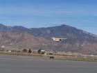 A Cessna 172 taking off out of the Banning Airport.