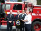 Governor Arnold comes to Banning to sign a bill to get the donations sent to United Way released to the families that lost their loved ones(firefighter) during the Esperanza Fire October of 2006.