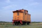 Soo Line caboose on display in Poplar, Wisconsin