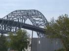 View from beneath the massive Blatnik Bridge which connects Duluth, Minnesota and Superior, Wisconsin