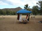 Drying things out after a good swim in the surf at Bellows Beach