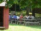 Dressed in the costumes of the day and taking a break, these wonderful folks entertain you through the day. Old Bethpage Village Restoration in the Town of Oyster Bay, Long Island, New York.
      Taken by Feng Shui Long Island