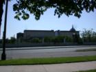 The Minnesota History Center in Saint Paul, Minnesota.  The top of the Saint Paul Cathedral is in the background.