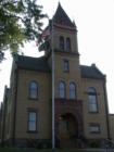 Close-up of the Kanebec County Courthouse in Mora, Minnesota