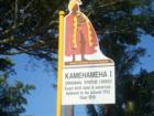 A marker for the statue of King Kamehameha I on the big island of Hawaii.