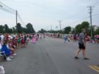 Neighbors gathering along the parade route - Old State Rd for the annual 4th of July Parade